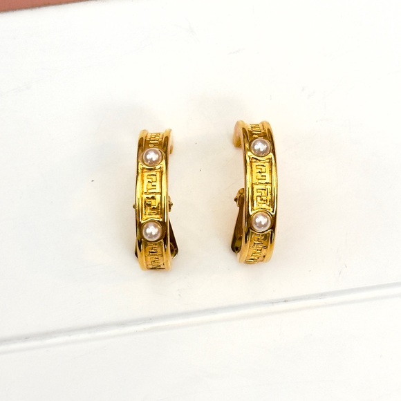 Vintage Fendi Gold Hoop Earrings - Picture 5 of 6
